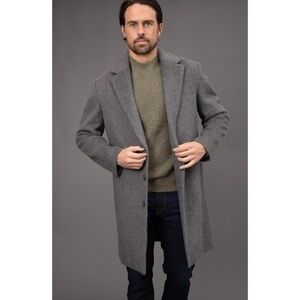 New Bagatelle Homme Wool Blend Single-Breasted Topcoat Charcoal Grey Large